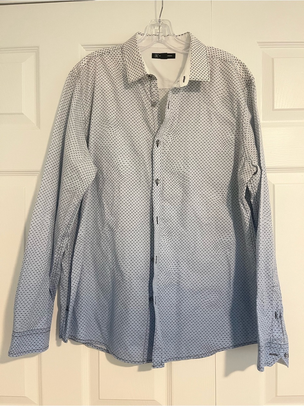 Men’s INC Blue Ombré Button Up Long Sleeve Dress Shirt Size Large - Picture 2 of 4